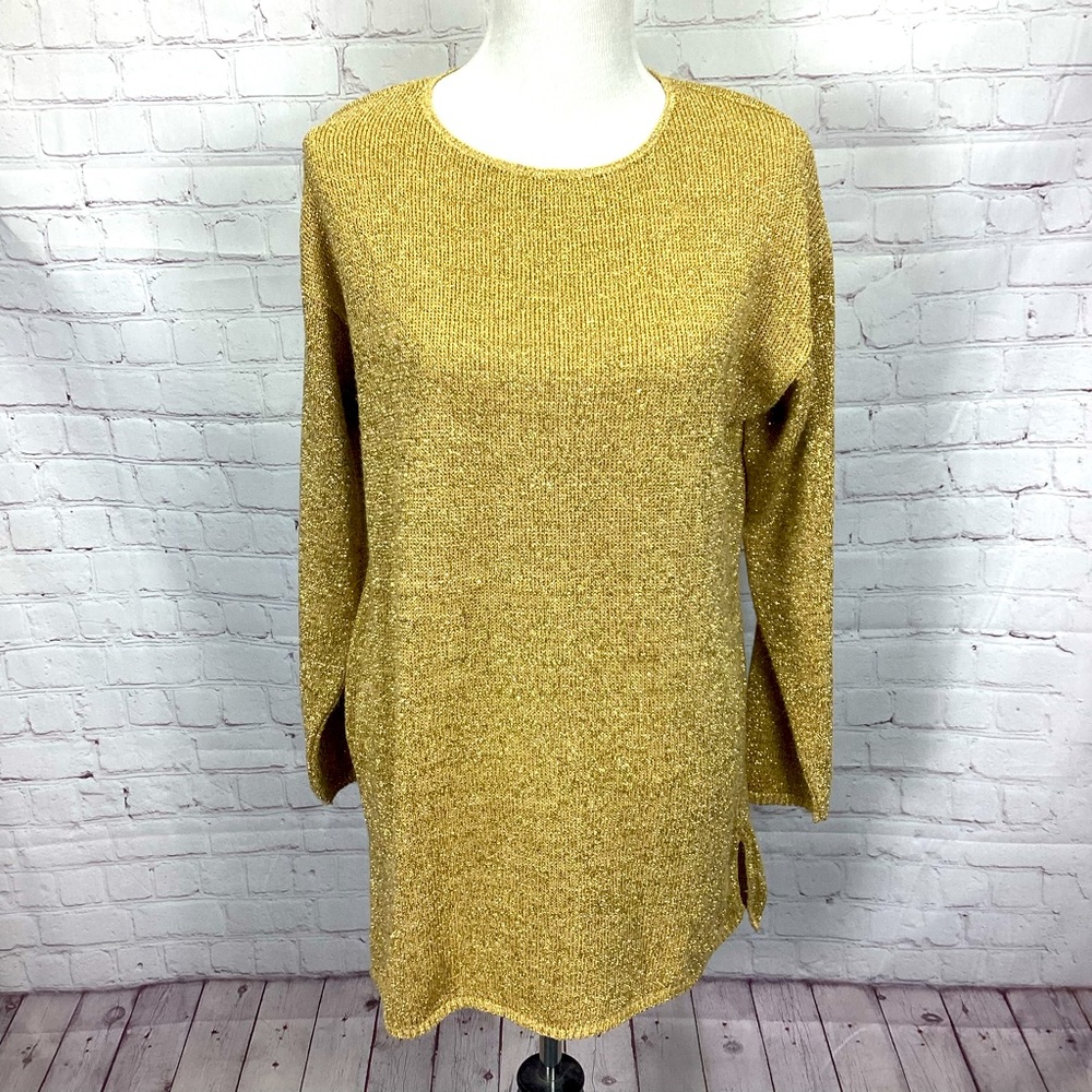 Vintage‎ Dana Scott Gold Sweater Women’s Small Made in USA Holiday Christmas